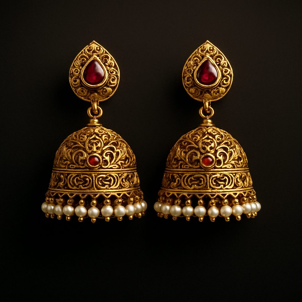 Ornate gold jhumka earrings collection